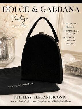 Dolce & Gabbana Black Vintage Velvet Top-Handle Bag